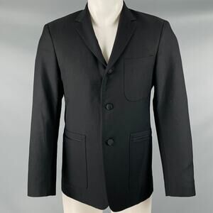 BLACK FLEECE Size 38 Black Wool Notch Lapel Sport Coat